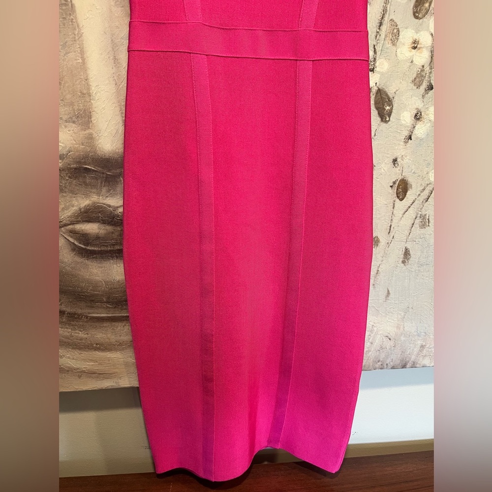Bebe Fuchsia Pink Bandaid Sexy Cocktail Dress - Picture 14 of 14
